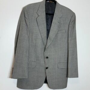 EUC Mens Stafford Houndstooth Blazer Sport Coat Jacket Gray Black Two Button 40R